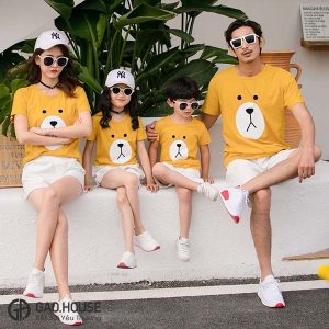 Đồng phục gia đình in hình gấu màu vàng