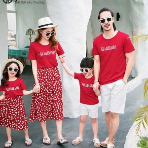Áo gia đình mùa hè màu đỏ nổi bật GF1805003