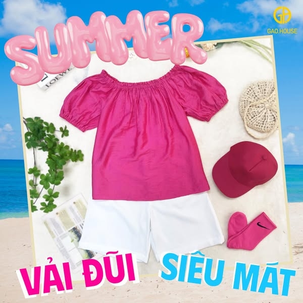 Set đũi trễ vai màu hồng