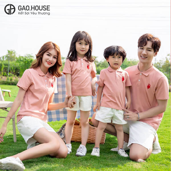 áo gia đình màu hồng gạo house