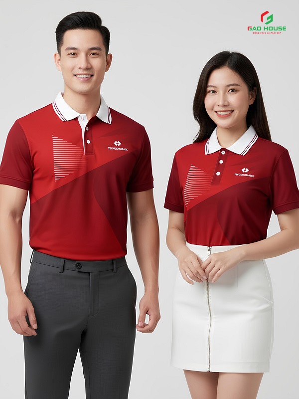 May áo thun đồng phục ngân hàng Techcombank 3D