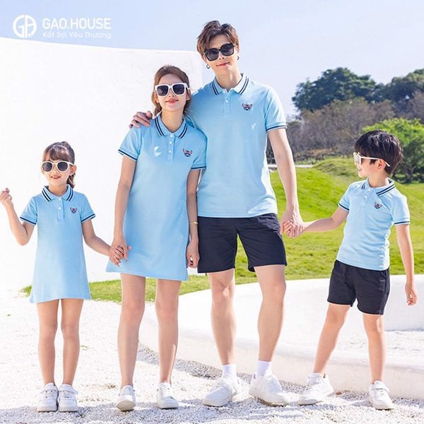 Áo cặp đồng phục gia đình màu xanh dương