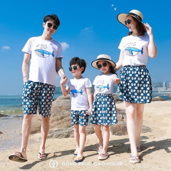 áo phông gia đình 4 người đi biển