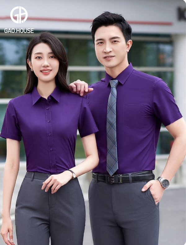 đồng phục sơ mi tím văn phòng