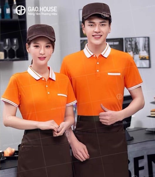Thiết kế đồng phục tone cam cho lĩnh vực nhà hàng