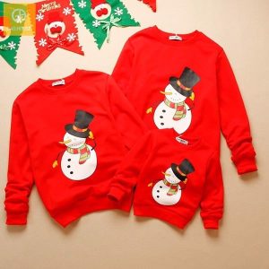 Áo gia đình Noel in hình người tuyết màu đỏ GF1824111
