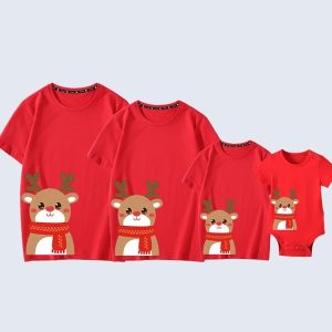 Áo thun gia đình Noel in hình tuần lộc quàng khăn GF1824104