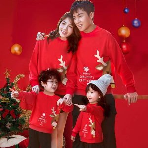Áo sweater gia đình Noel màu đỏ GF1824108