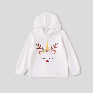 Áo hoodie gia đình Noel in hình phác họa Tuần lộc cho bố, mẹ và bé GF1824109