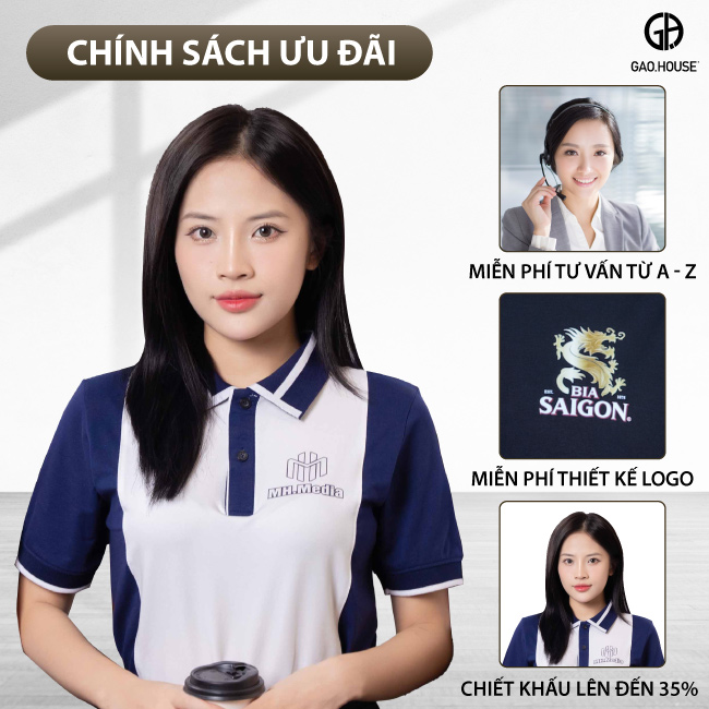 Chính sách ưu đãi áo công ty màu xanh dương