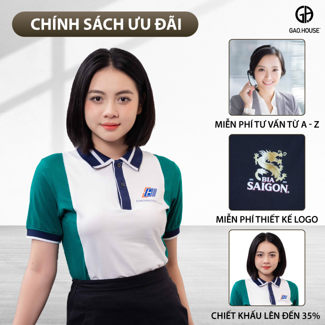 Chính sách ưu đãi áo công ty màu xanh lá