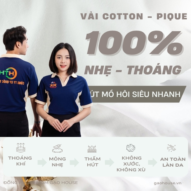 Vải may áo công ty màu be xanh