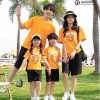 Áo gia đình cổ tròn màu cam