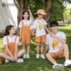 Váy yếm đồng phục gia đình tone cam