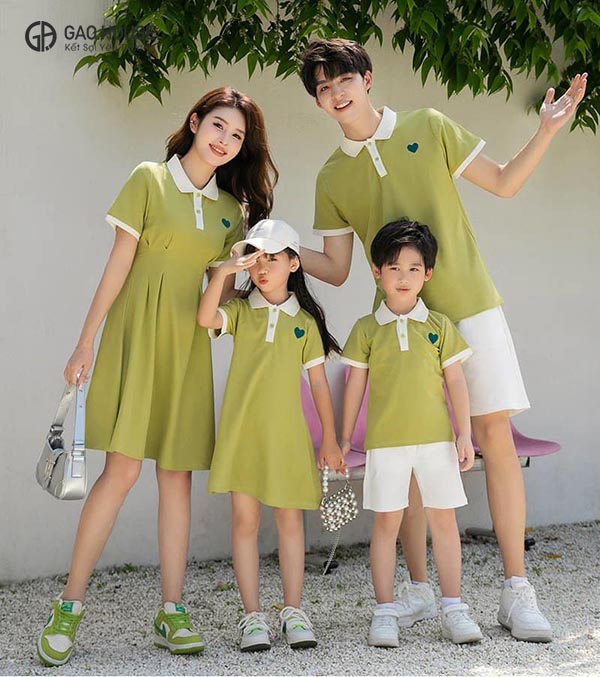 áo váy gia đình may bằng vải cotton