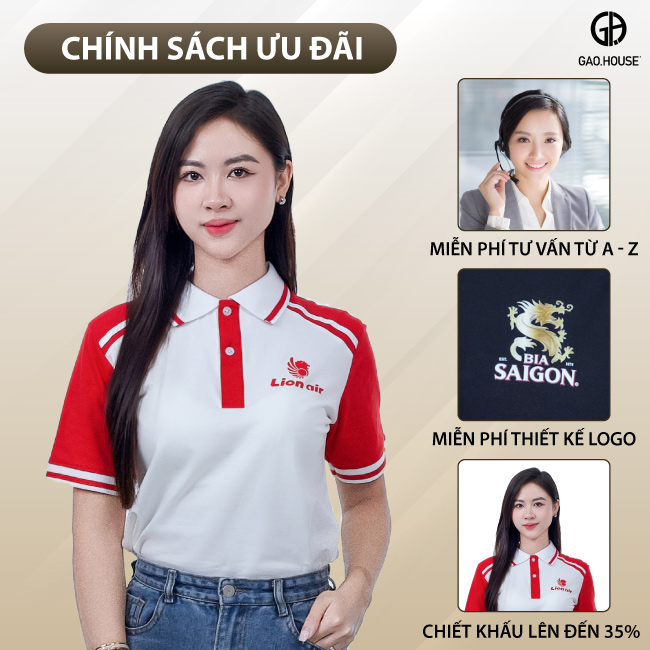 Ưu đãi của Gạo house về mẫu áo đỏ trắng