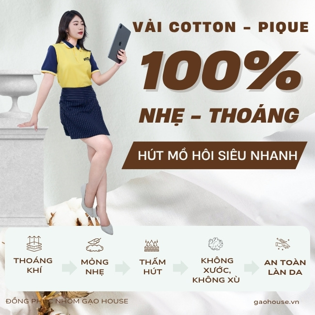 Vải may áo đồng phục doanh nghiệp màu vàng