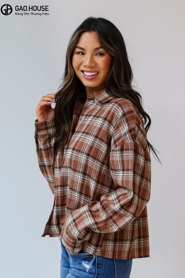 áo sơ mi vải flannel nữ