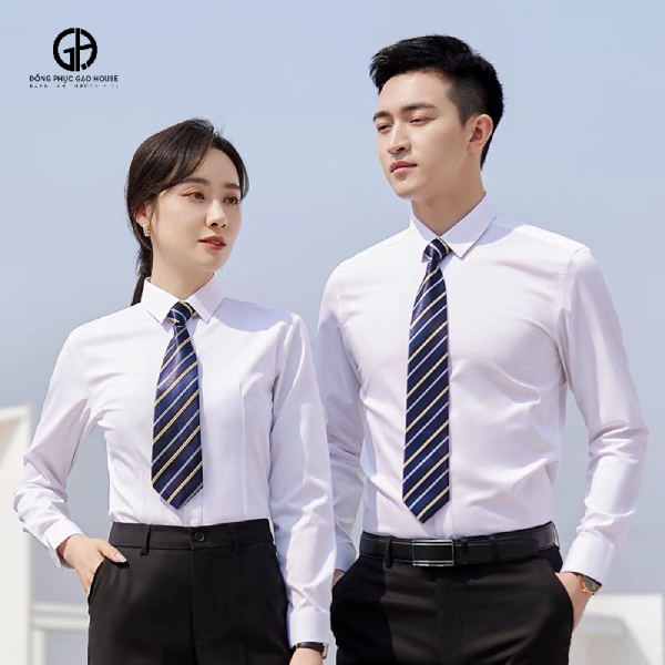 Áo đồng phục công sở tay dài màu trắng