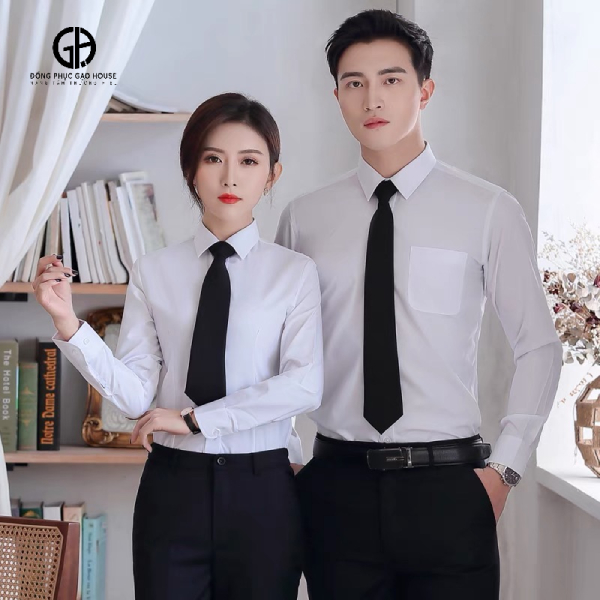 Áo đồng phục công sở tay dài màu trắng