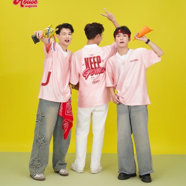 áo đồng phục lớp cổ V hồng