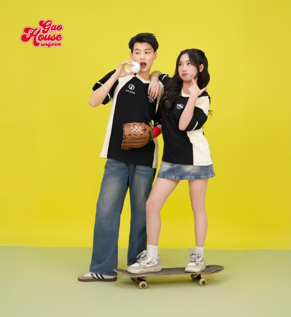 áo đồng phục lớp đen phối sườn trắng