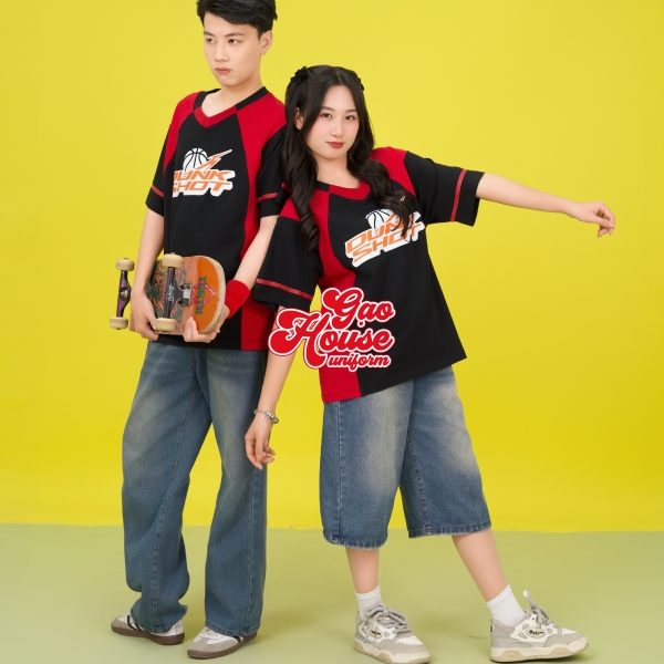 áo đồng phục lớp line up đỏ phối đen