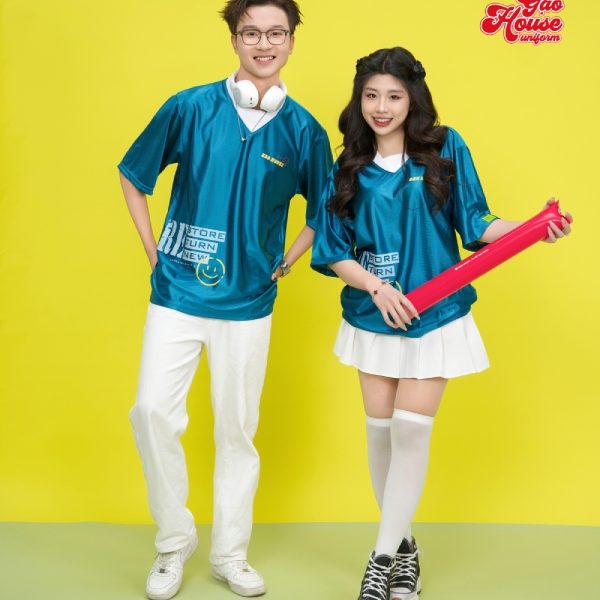 áo đồng phục lớp line up xanh