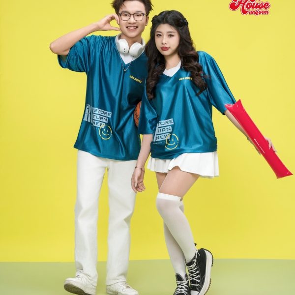 áo đồng phục lớp line up xanh bóng