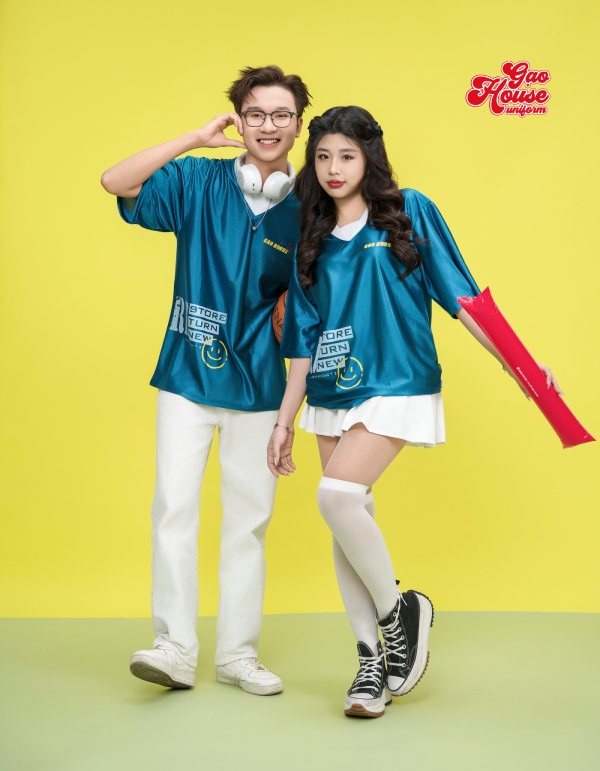 áo đồng phục lớp line up xanh bóng
