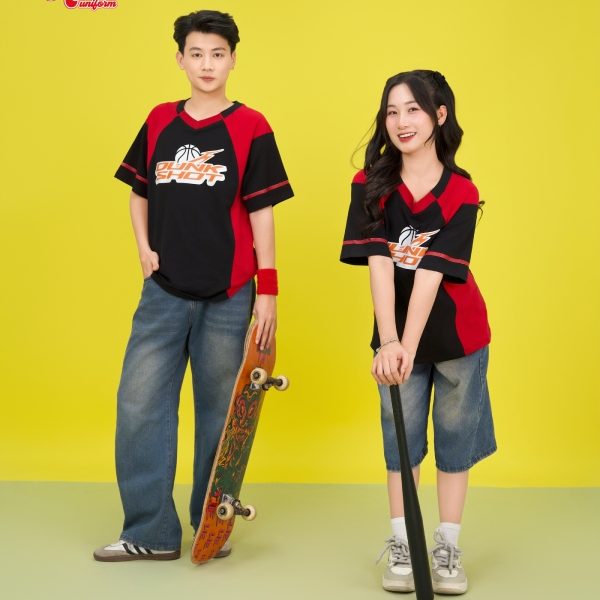 áo lớp đen phối đỏ