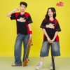 may áo đồng phục lớp màu đen phối đỏ