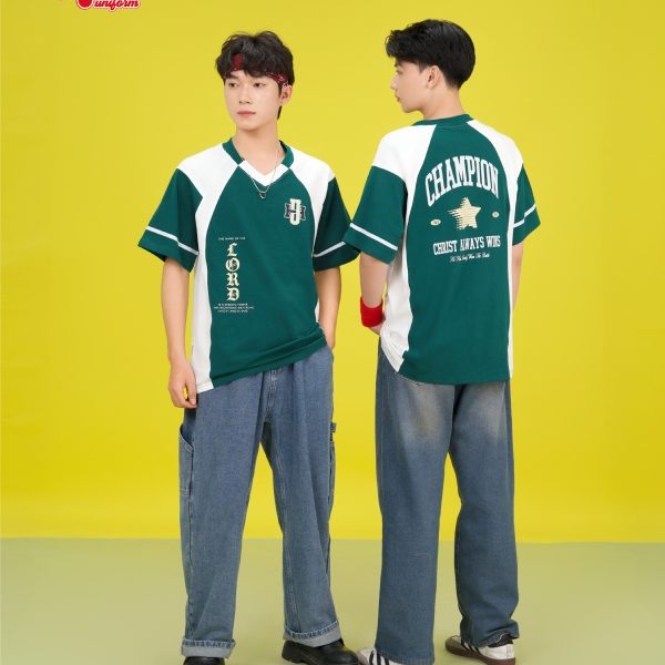 may áo lớp đẹp màu xanh lá