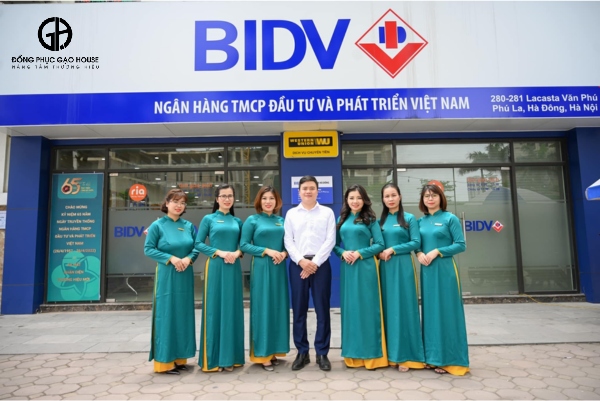 mẫu áo dài đồng phục bidv