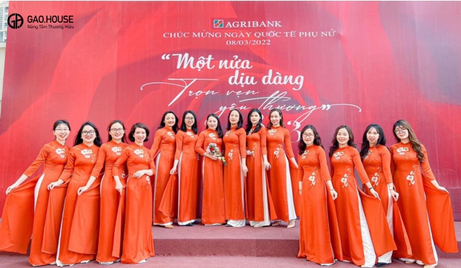 vải lụa may đồng phục áo dài agribank