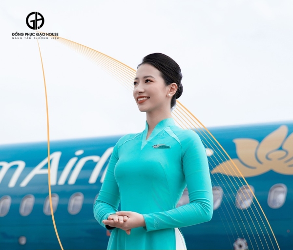 áo dài màu xanh tiếp viên hàng không