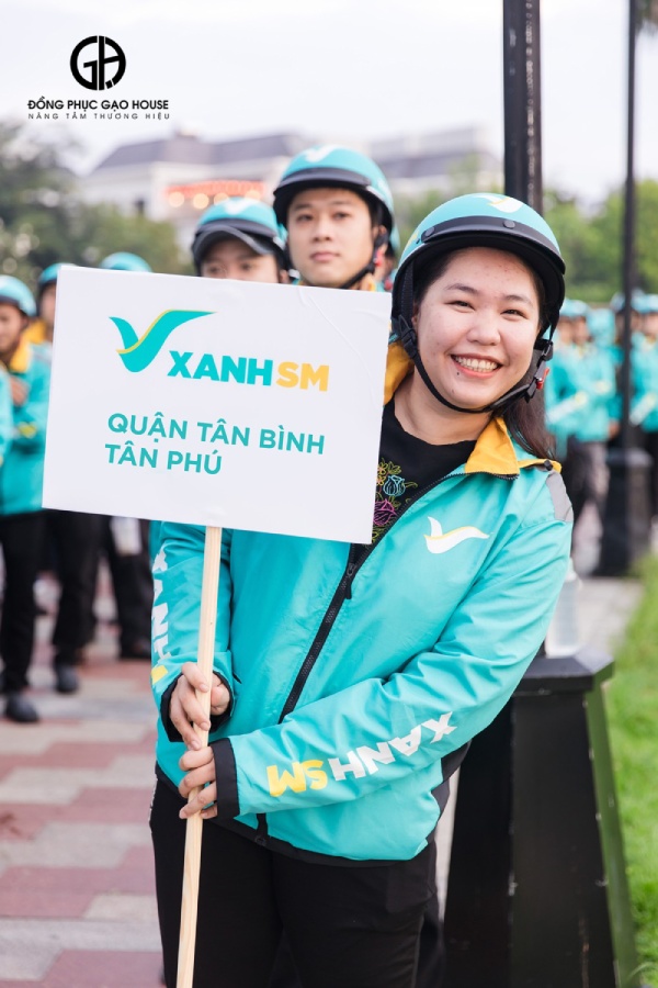 áo khoác gió đồng phục xanh sm bike