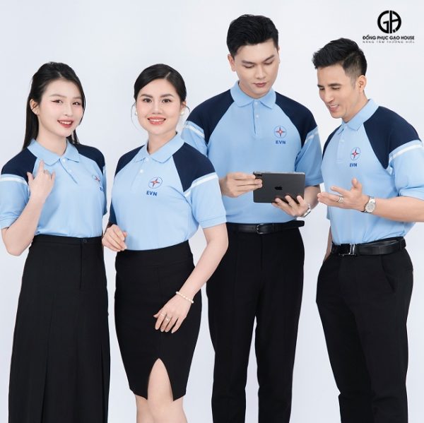 Áo Đồng Phục Công Ty EVN Phối Cầu Vai Xanh Đen - Hình ảnh 2