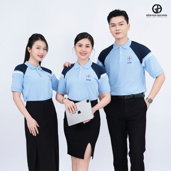 Áo Đồng Phục Công Ty EVN Phối Cầu Vai Xanh Đen - Hình ảnh 3