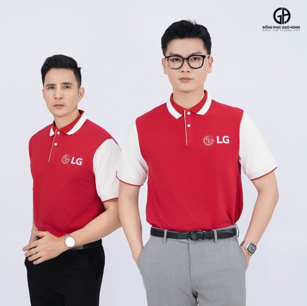 Áo Đồng Phục Công Ty LG Màu Đỏ Đan Xen Sắc Trắng - Hình ảnh 5