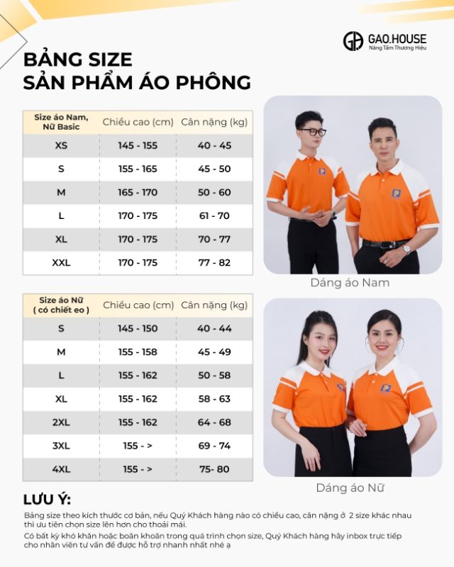 Bảng size chi tiết doanh nghiệp Petro