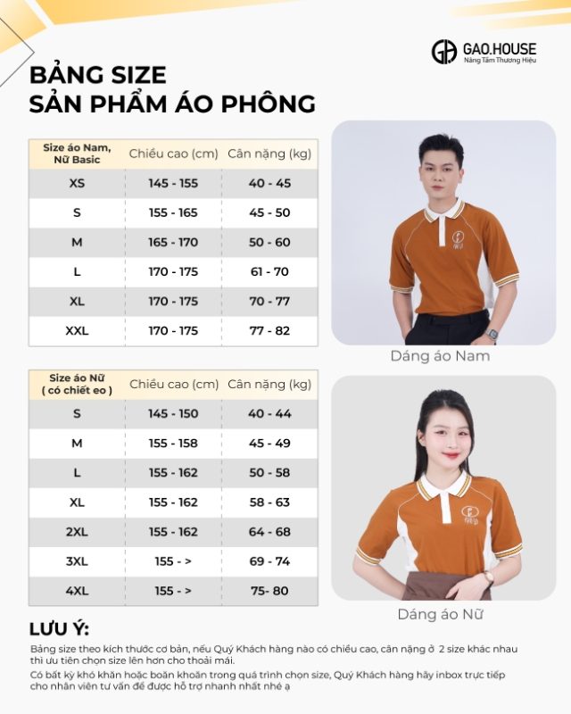 Bảng size chi tiết doanh nghiệp Phê La