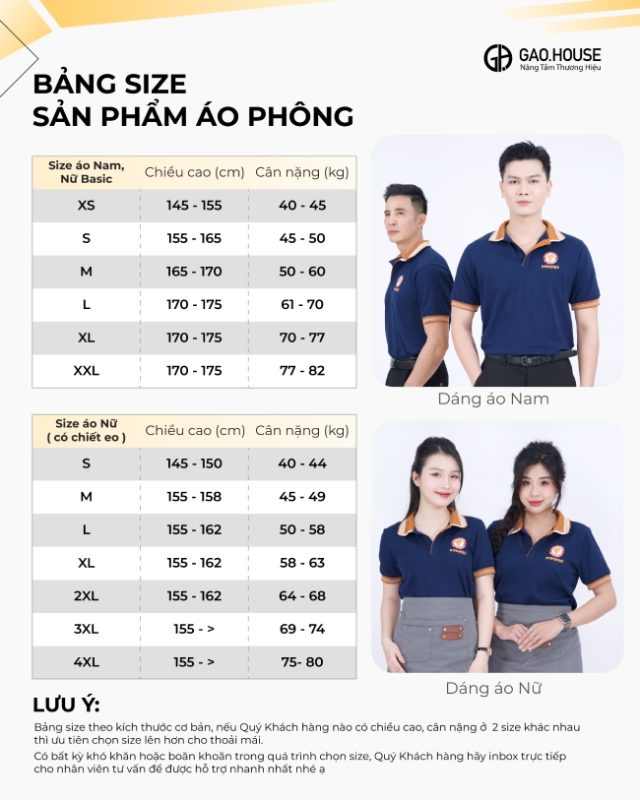 Bảng size chi tiết doanh nghiệp Popeyes