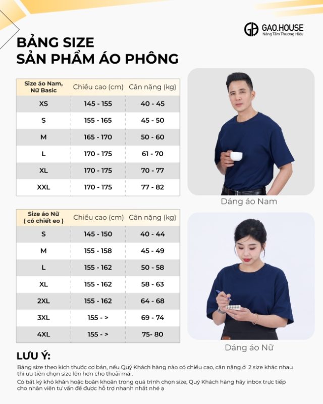 Bảng size chi tiết doanh nghiệp thun trơn xanh