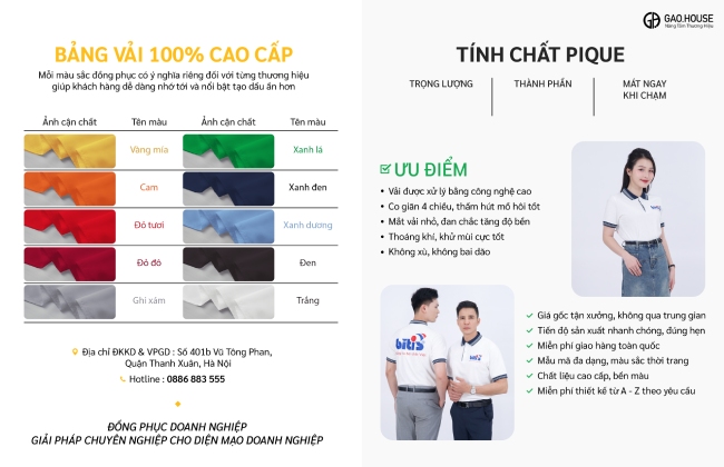 Bảng vải chi tiết đồng phục doanh nghiệp Bitis