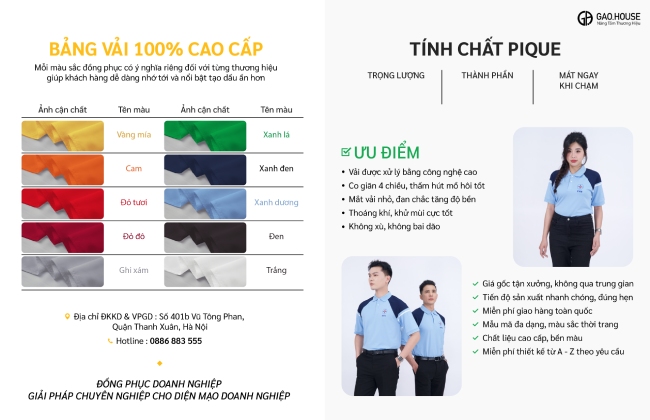 Bảng vải chi tiết đồng phục doanh nghiệp EVN