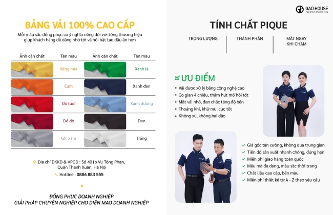 Bảng vải chi tiết đồng phục doanh nghiệp Masan