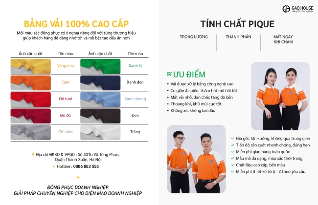 Bảng vải chi tiết đồng phục doanh nghiệp Petro