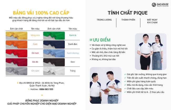 Bảng vải chi tiết đồng phục doanh nghiệp PS