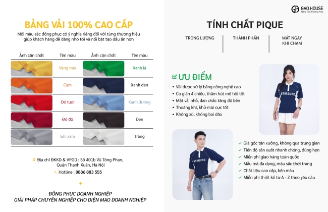 Bảng vải chi tiết đồng phục doanh nghiệp Samsung